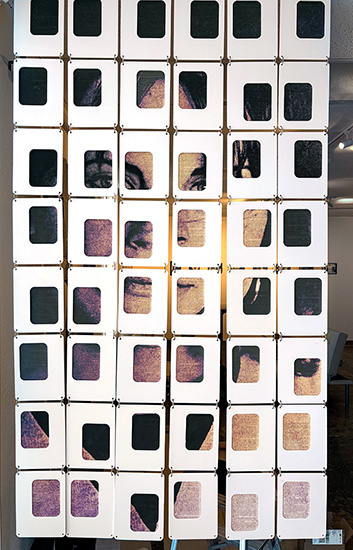grid of pieces of Jan Kerouac's face
