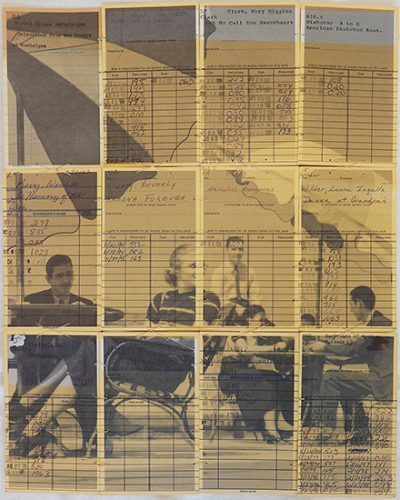 archival photo printed on stitched library cards